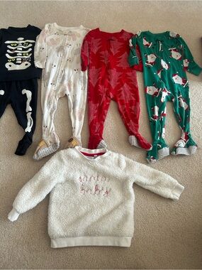Baby Girl Holiday Pajamas & Sweatshirt 18 Months